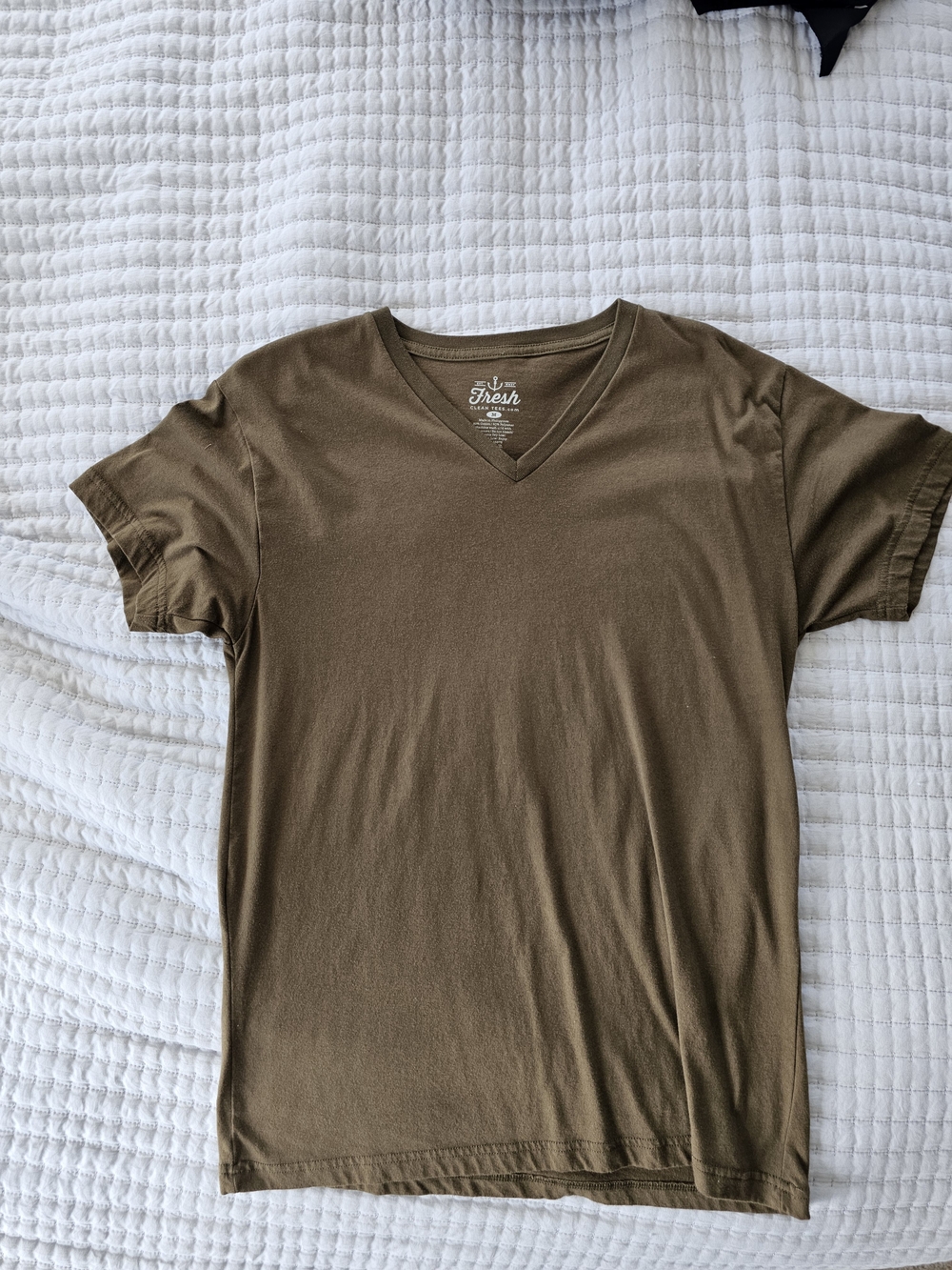 fresh Clean Tees Olive Green V-Neck Short Sleeve Tee
